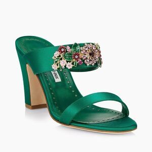 Manolo Blahnik 90MM Embellished Satin Mules size 39